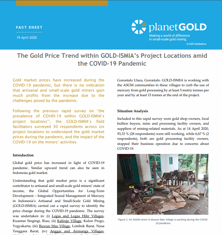 Indonesia project COVID-19 gold price fact sheet cover