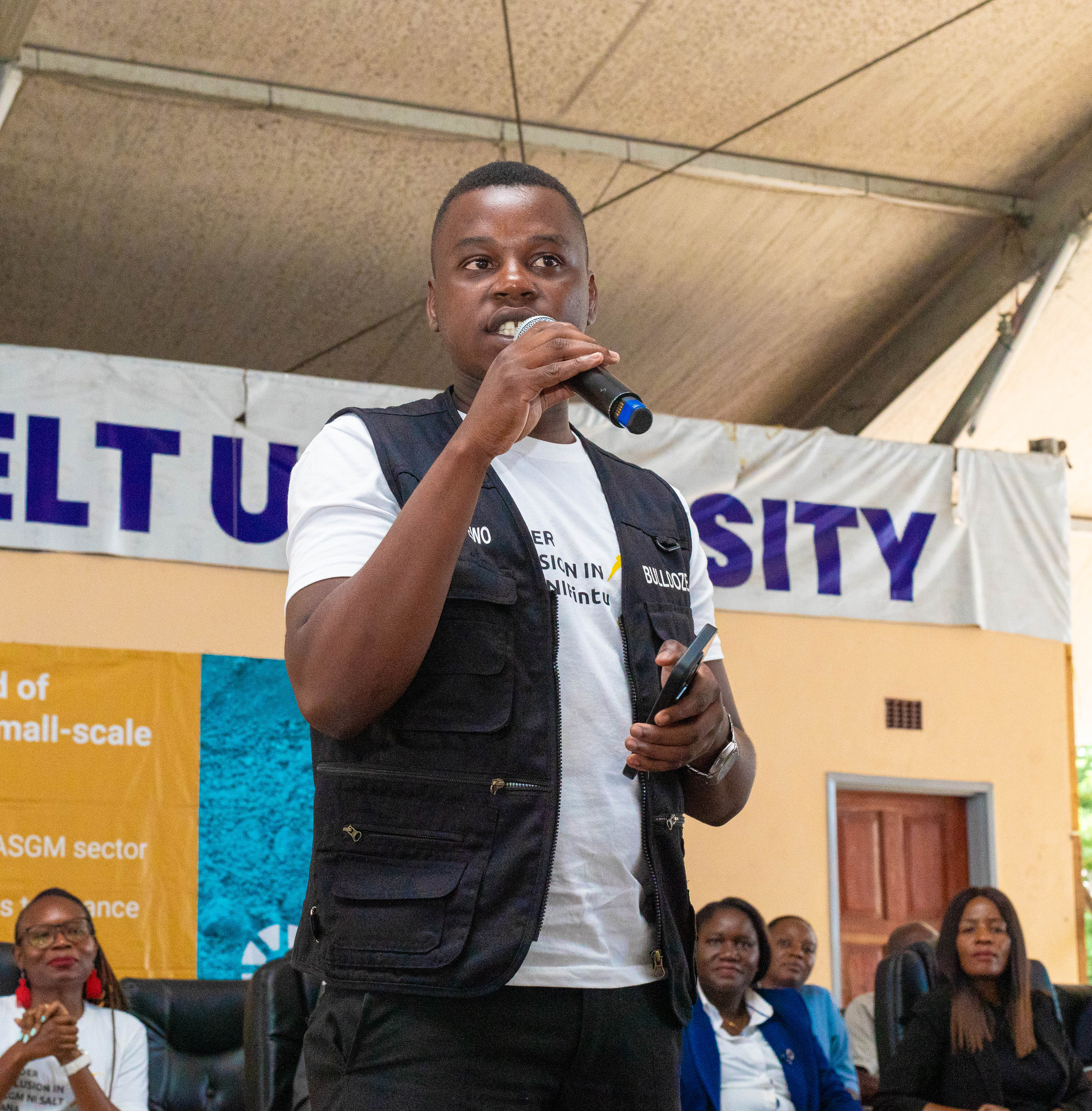 COBUSU President Mr. Given Chipewo engaging in discussion and raising questions on youth participation in ASGM