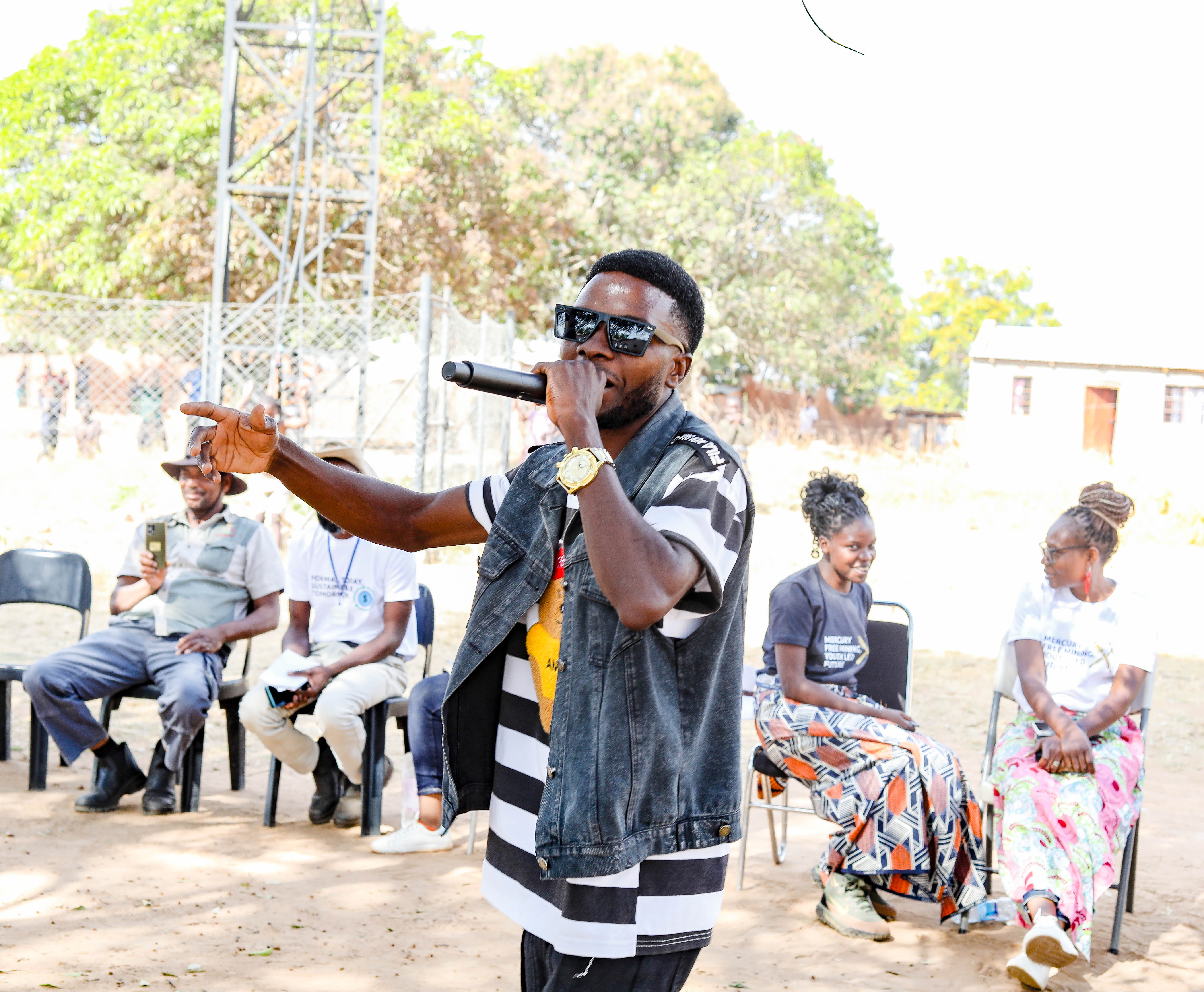 Ruben Mwale (stage name Leorex) perfoming a song on ASGM Awareness in Vubwi District