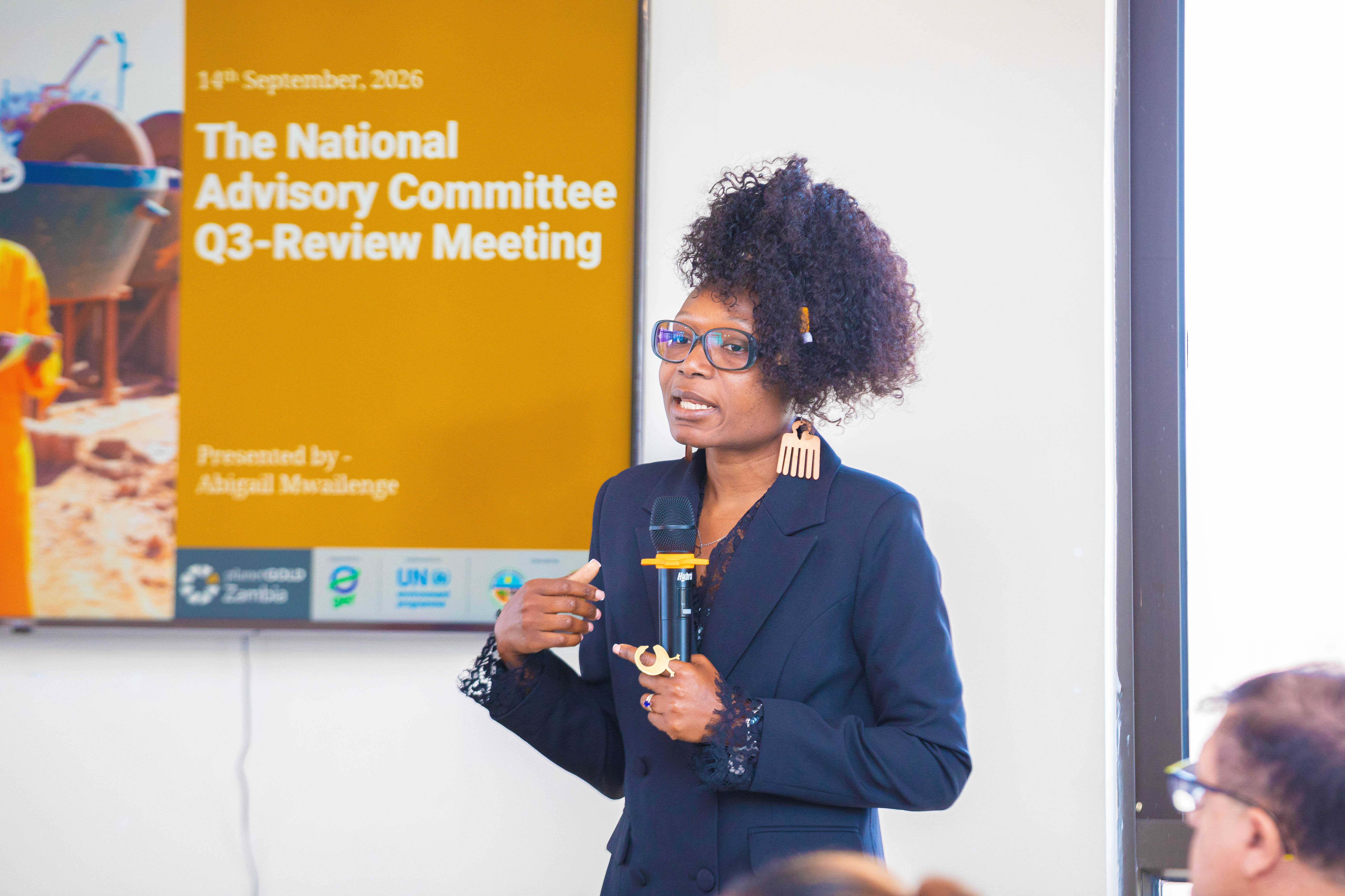 National Project Manager Ms. Abigail Mwailenge presents the project’s quarterly progress report.