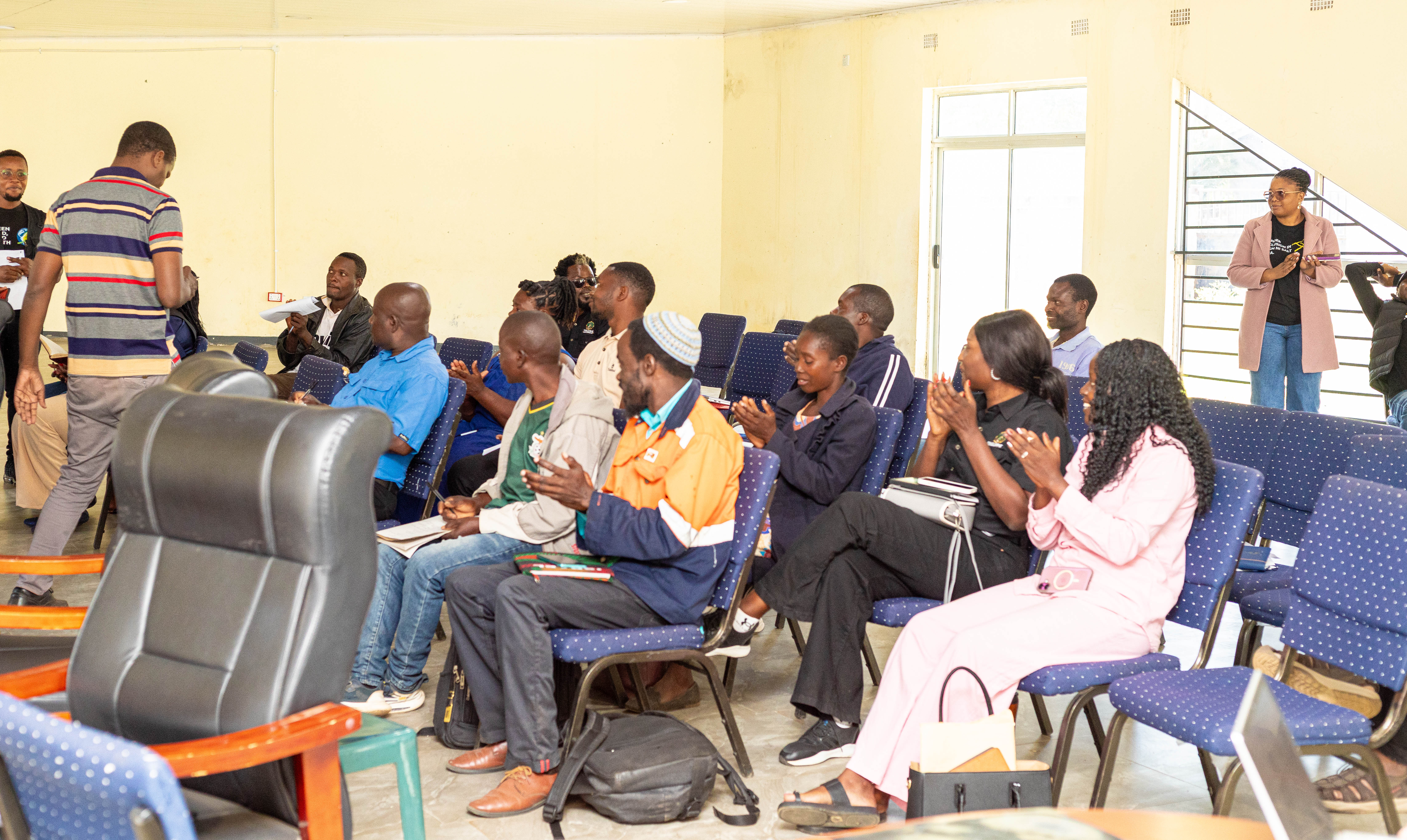 Miners and Stakeholders listening in the presentantion about the structure of the CASGM by the Projects Communications Officer Mr. Jefferson Kapasa