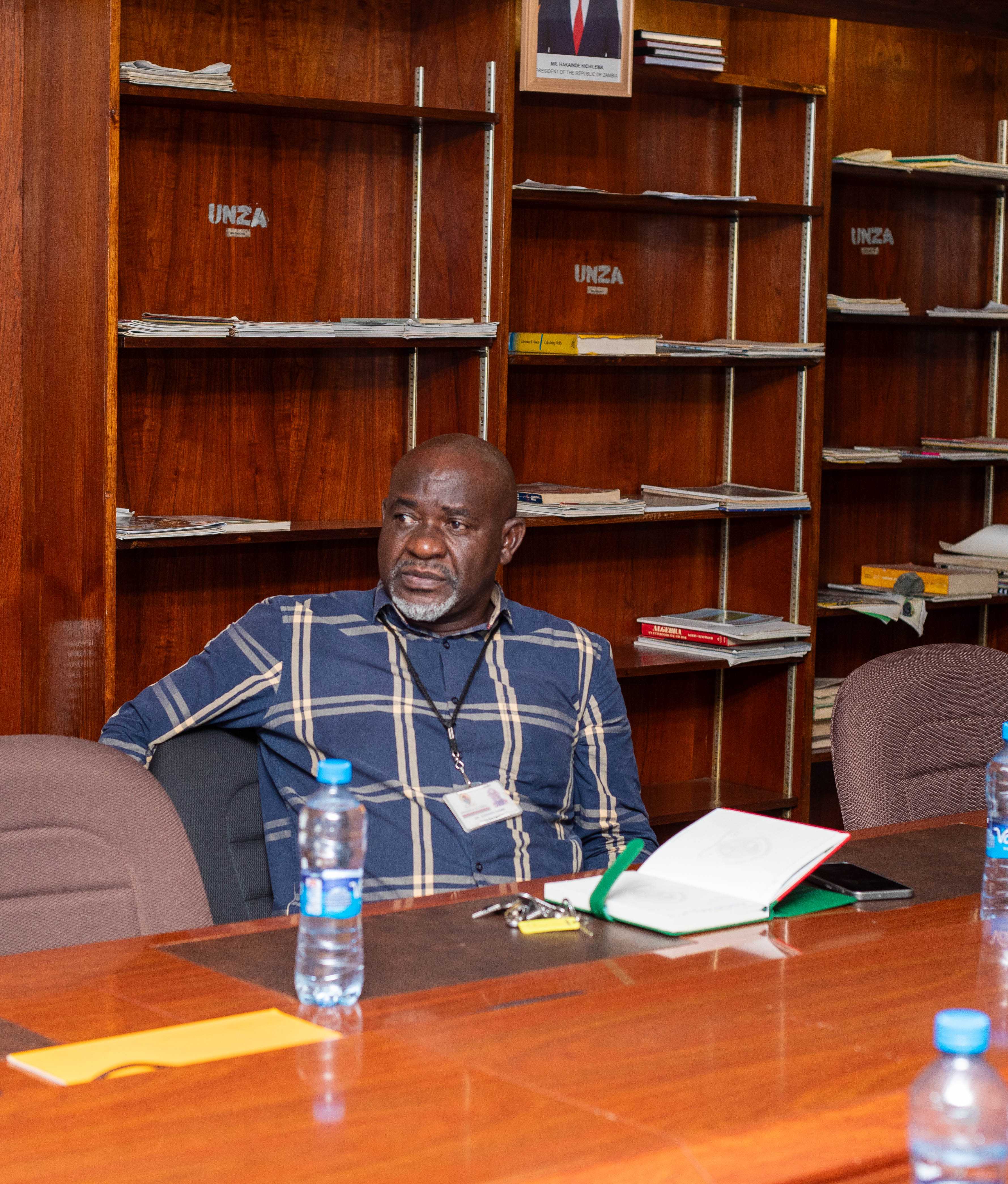 Dr. Edward Siame, Head of the Department of Metallurgical Engineering during the Unza Pilot collaboration meeting