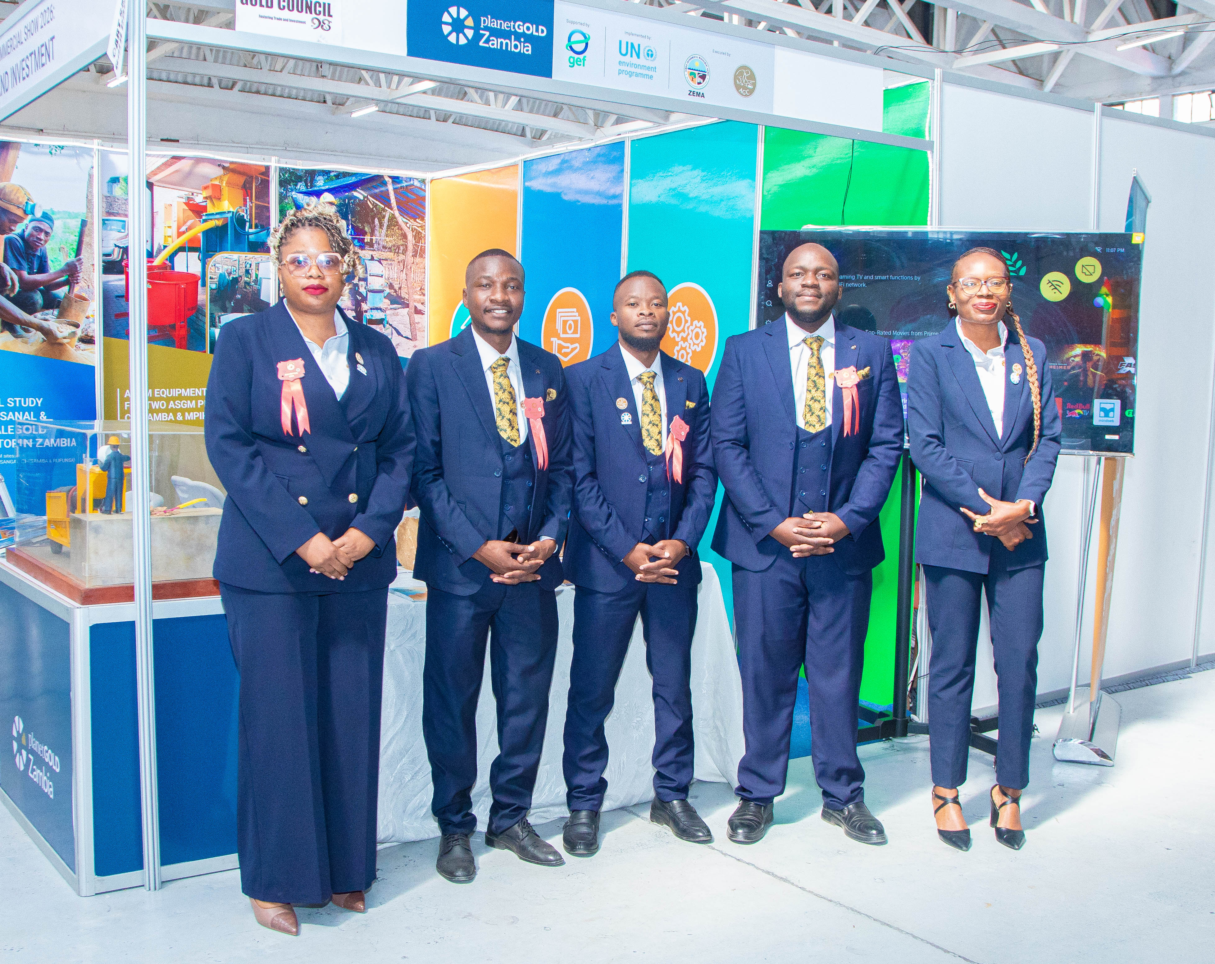 The planetGOLD Zambia Team posing for a group photo during exhibitions at the Agricultural and Commercial Show
