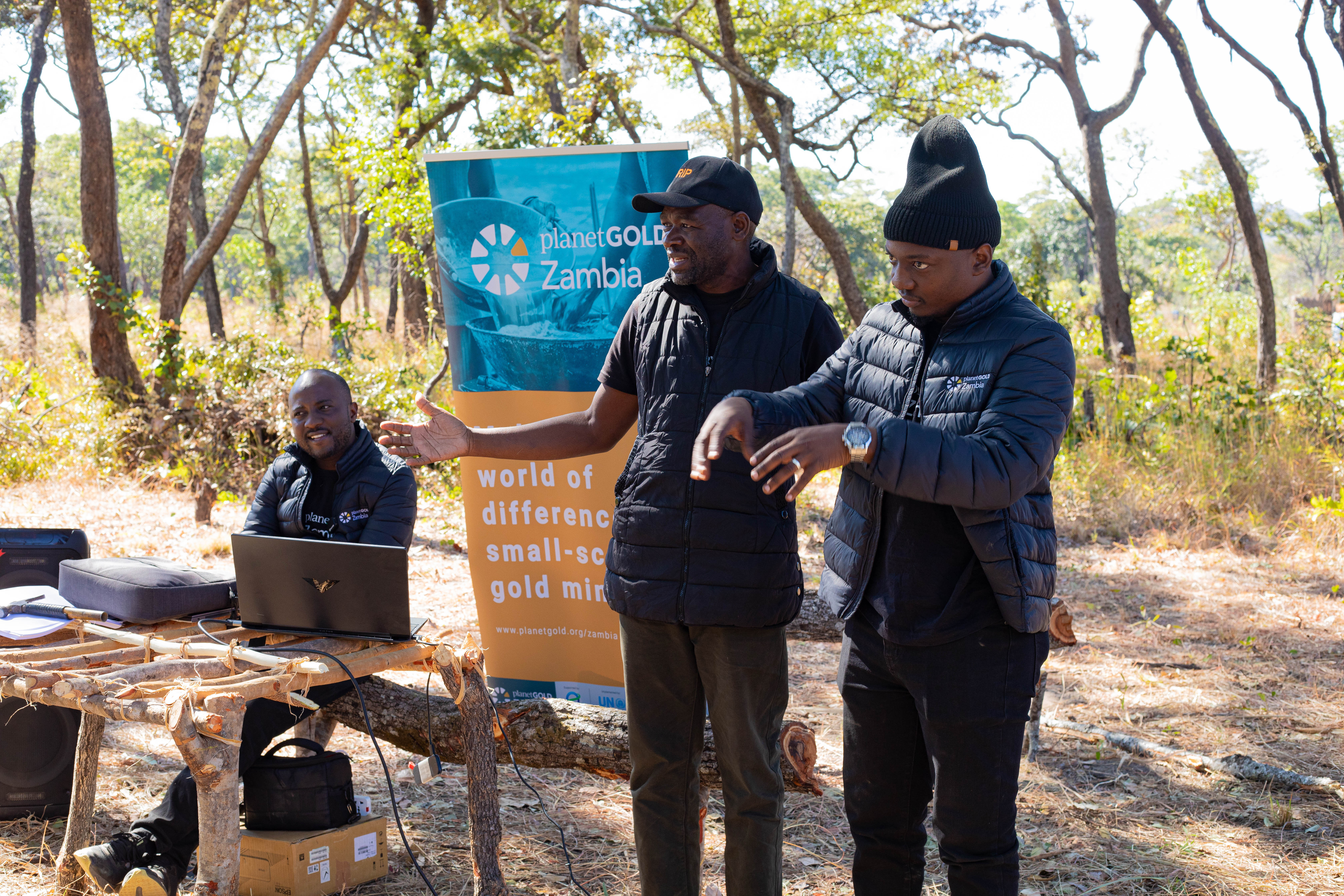 Project Metallurgist Musanje Chikatala (Right) emphasising the need for environmental stewardship