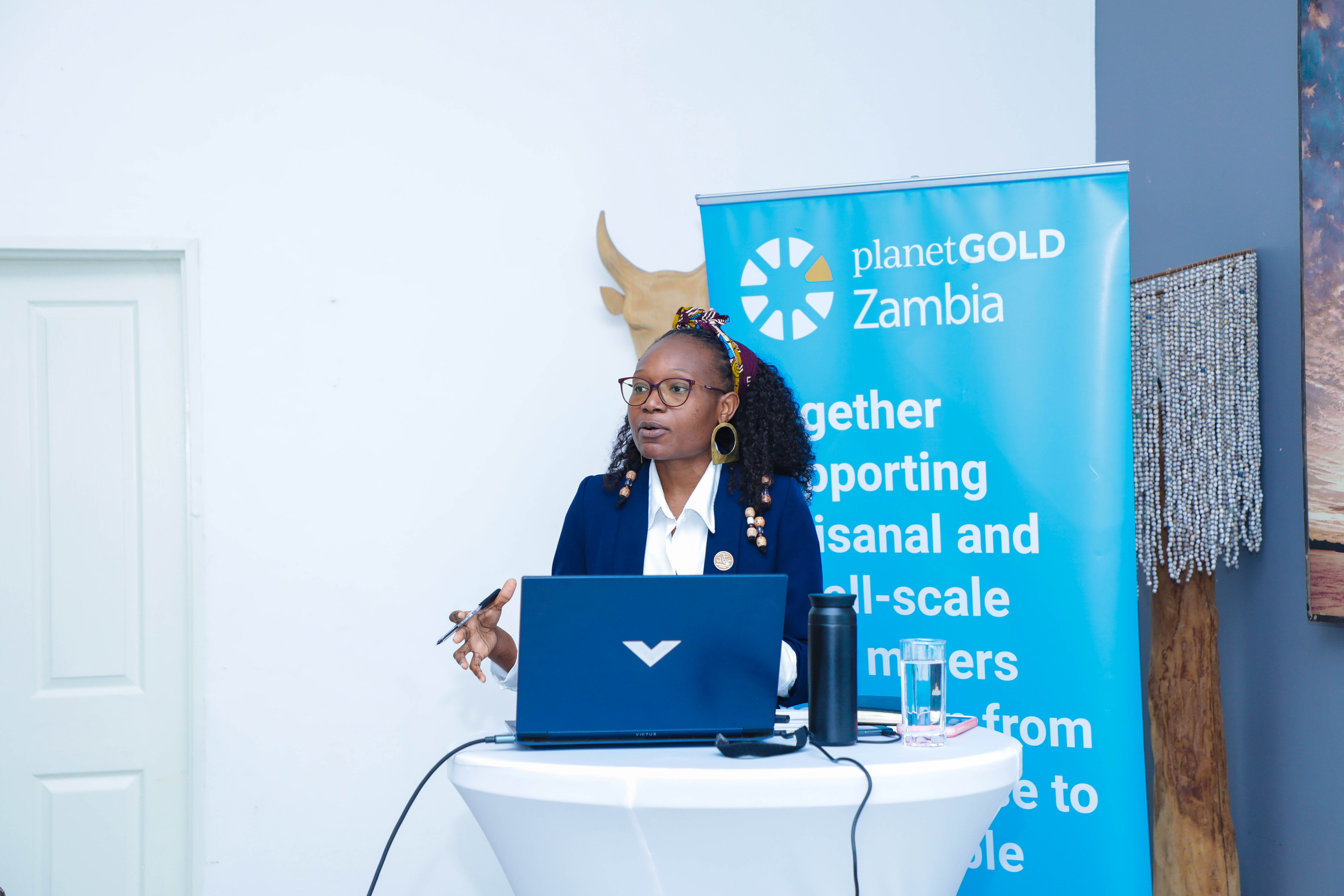National Project Manager Ms. Abigail Mwailenge presents the planetGOLD Zambia Project’s Access to Finance model for Artisanal and Small-Scale Gold Miners.