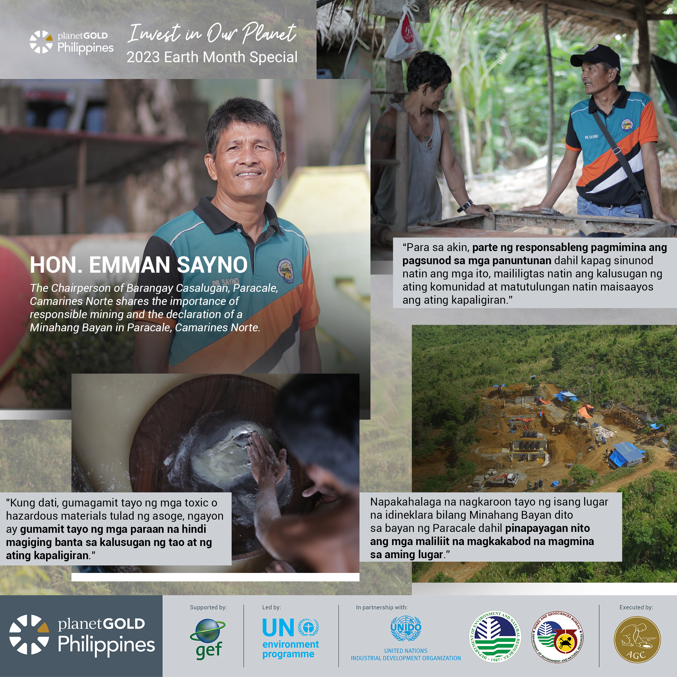 Barangay Casalugan Chairman Emman Sayno emphasizes the importance of responsible mining and the declaration of a Minahang Bayan in Paracale, Camarines Norte.