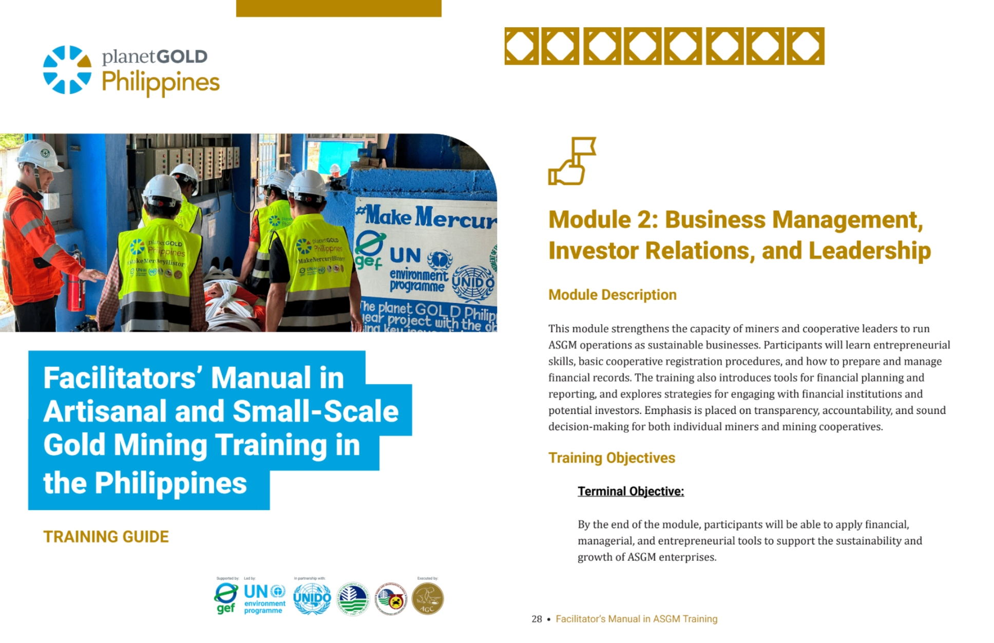 Module 2 Cover: Facilitators’ Manual in Artisanal and Small-Scale Gold Mining Training in the Philippines