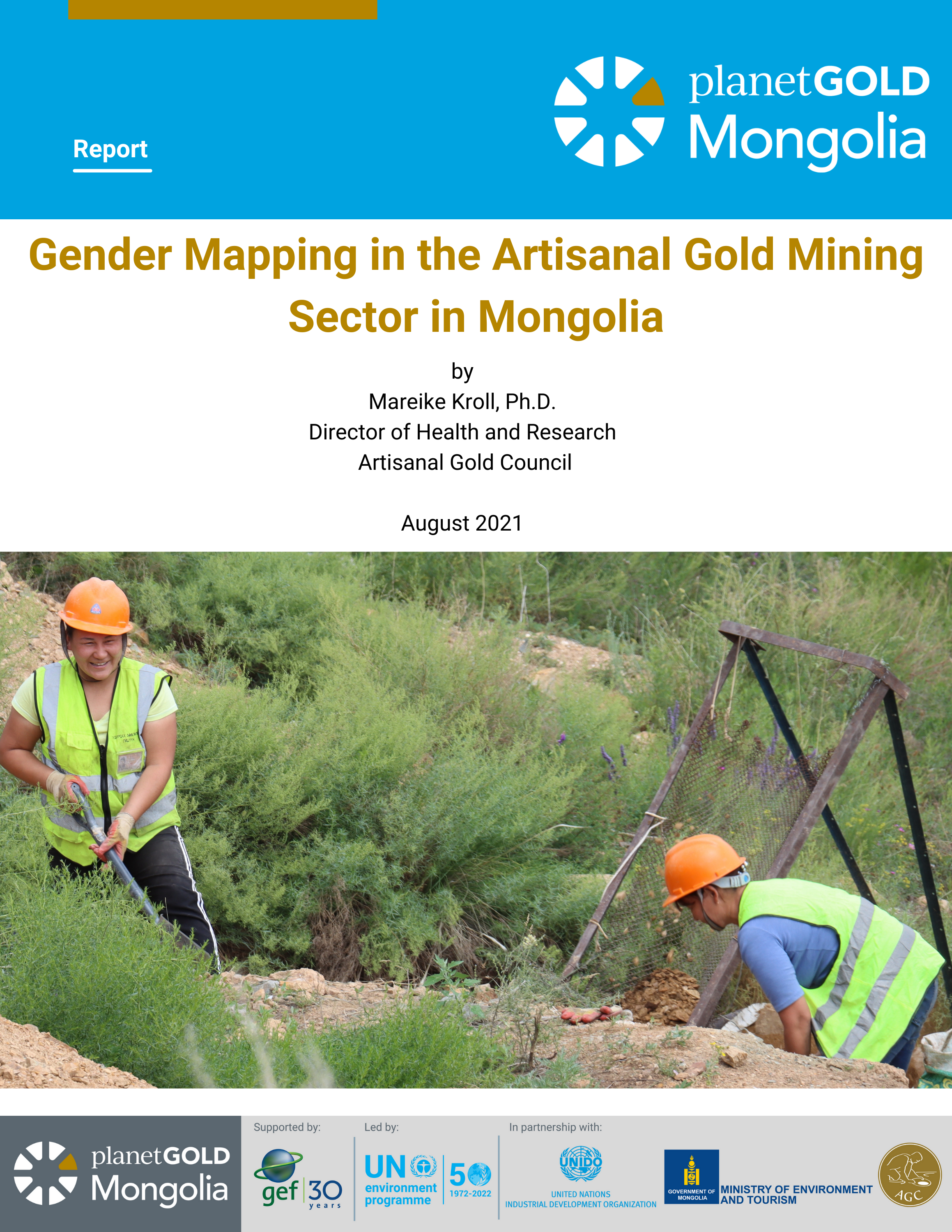 Image shows the cover of the "Gender Mapping in the Artisanal Gold Mining Sector in Mongolia" report
