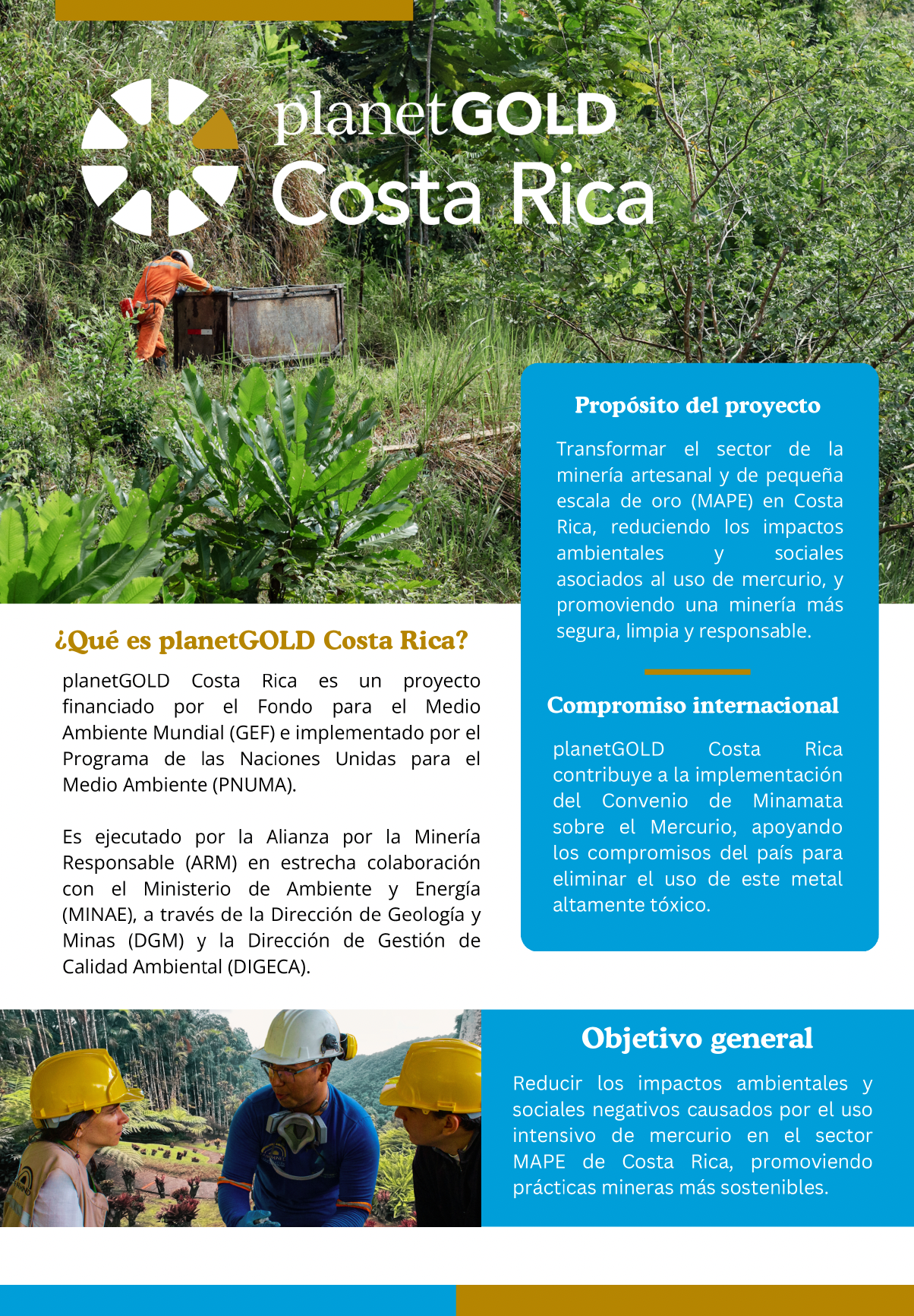 Cover page of the planetGOLD Costa Rica one-pager
