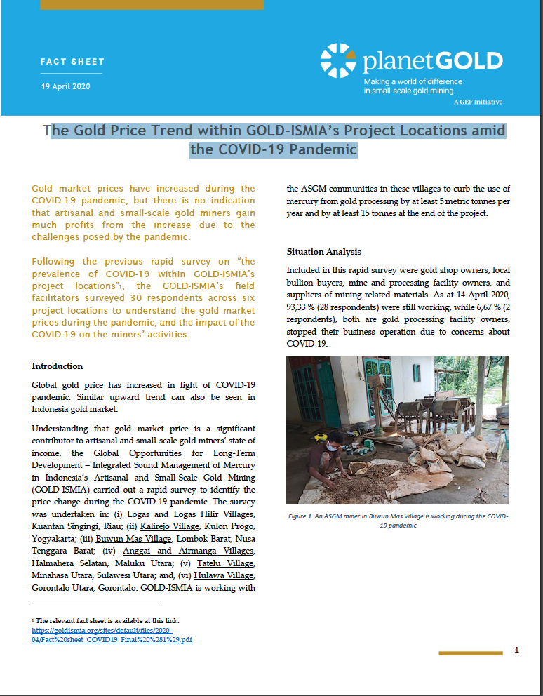 he Gold Price Trend within GOLD-ISMIA’s Project Locations amid the COVID-19 Pandemic