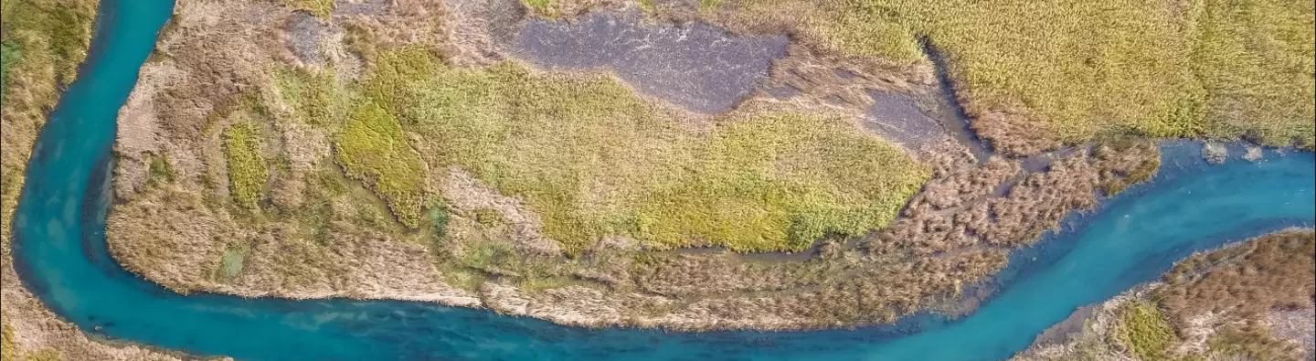 An areial view of a river
