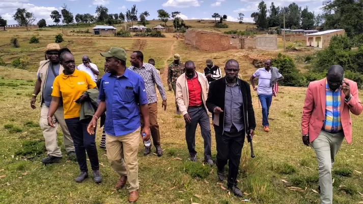 County government of Narok, environment leadership with project team, inspecting the demonstration site issued to the project by the county 