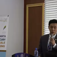Baasankhuu Kh., Specialist of the Department of the Investment and Development Policy Planning, Khovd province, is presenting about the Local ASGM operations and the envronmental issues