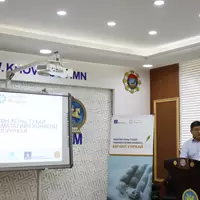National Project Manager of the PlanetGOLD Mongolia team delivering an opening speech