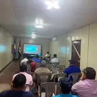 Mineros artesanales y personal de la delegación territorial occidente del MEM durante el lanzamiento de planetGold Nicaragua