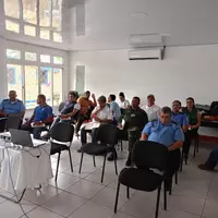 Mineros artesanales y personal de la delegación territorial sur del MEM durante el lanzamiento de planetGold Nicaragua