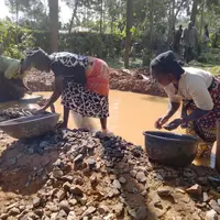 Women miners in Malinya, Kakamega County, processing gold