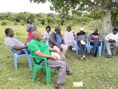 Jennifer Lolei, the Narok County Artisanal Mining Committee Chairperson, addressing participants in past capacity building on cooperative movement