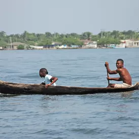 Men in boat Colombia