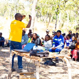 Project Metallurgist Musanje Chikatala conducting the MFPS training in Mpika 