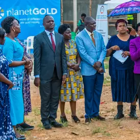 Members of Parliament who sit on the natural resources committee of Parliament address miners, community members and guests at Kayonza Mine Site. 