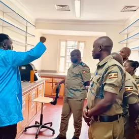 Uganda Police officers tour the government Geological Survey Laboratory 