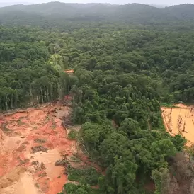 Partially mined out land in Guyana