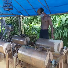 Miner in Indonesia wearing face mask