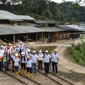Miners with hard hats in Ecuador