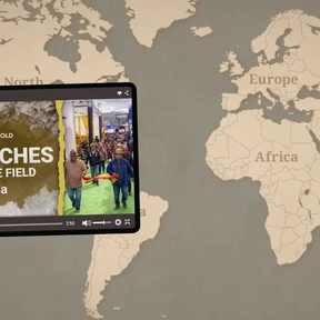 Globe graphic and screenshot from video