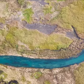 An areial view of a river