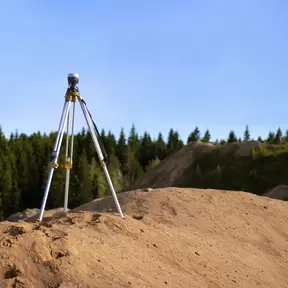 A treepod measuring instrument standing on a hill