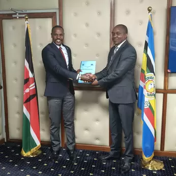 The Principal Secretary of the State Department for Environment and Climate Change, Dr. Festus K. Ng'eno after signing an MoU with County Government of Narok