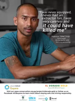 Poster of Guyanese miner with quote