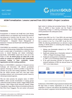 ASGM Formalization Lessons Learned from GOLD-ISMIA’s Project Locations