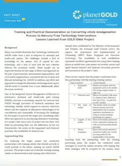 Training and Practical Demonstration on Converting whole Amalgamation Process to Mercury-Free Technology Interventions Lessons Learned from GOLD-ISMIA Project