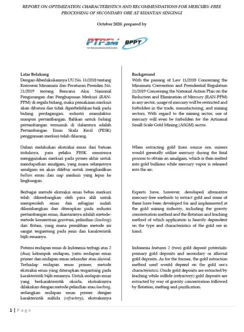 Report on Optimization Characteristics and Reccomendations for Mercury-free Processing of Secondary Ore at Kuantan Singingi