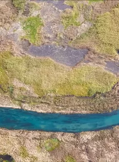 An areial view of a river