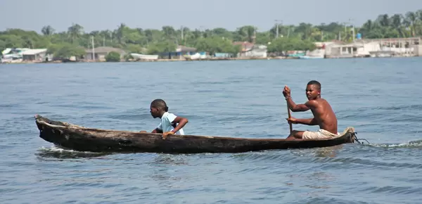 Men in boat Colombia