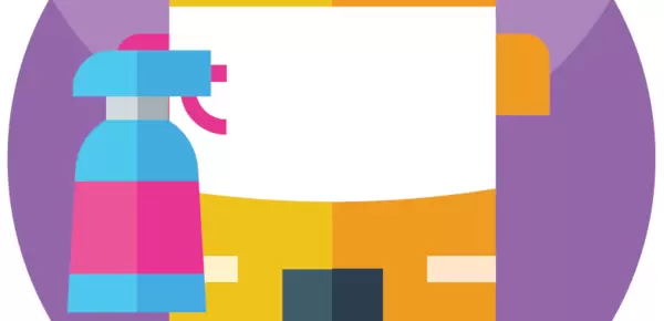 icon of bus and disinfectant