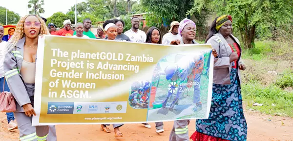Women Artinsanal Small-Scale Gold Miners Marching in Rufunsa District