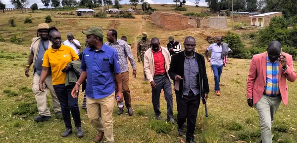 County government of Narok, environment leadership with project team, inspecting the demonstration site issued to the project by the county 