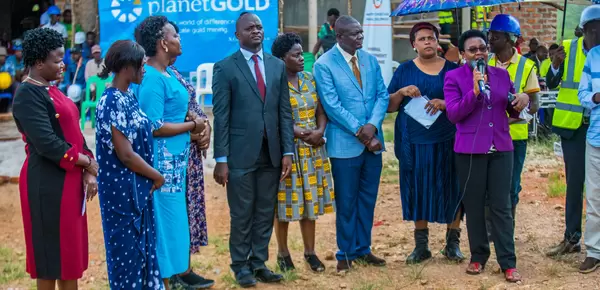 Members of Parliament who sit on the natural resources committee of Parliament address miners, community members and guests at Kayonza Mine Site. 