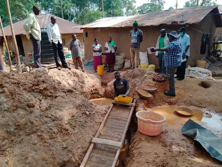 The Regional Project Officer, Convine Omondi carrying out a mapping exercise in Vihiga County